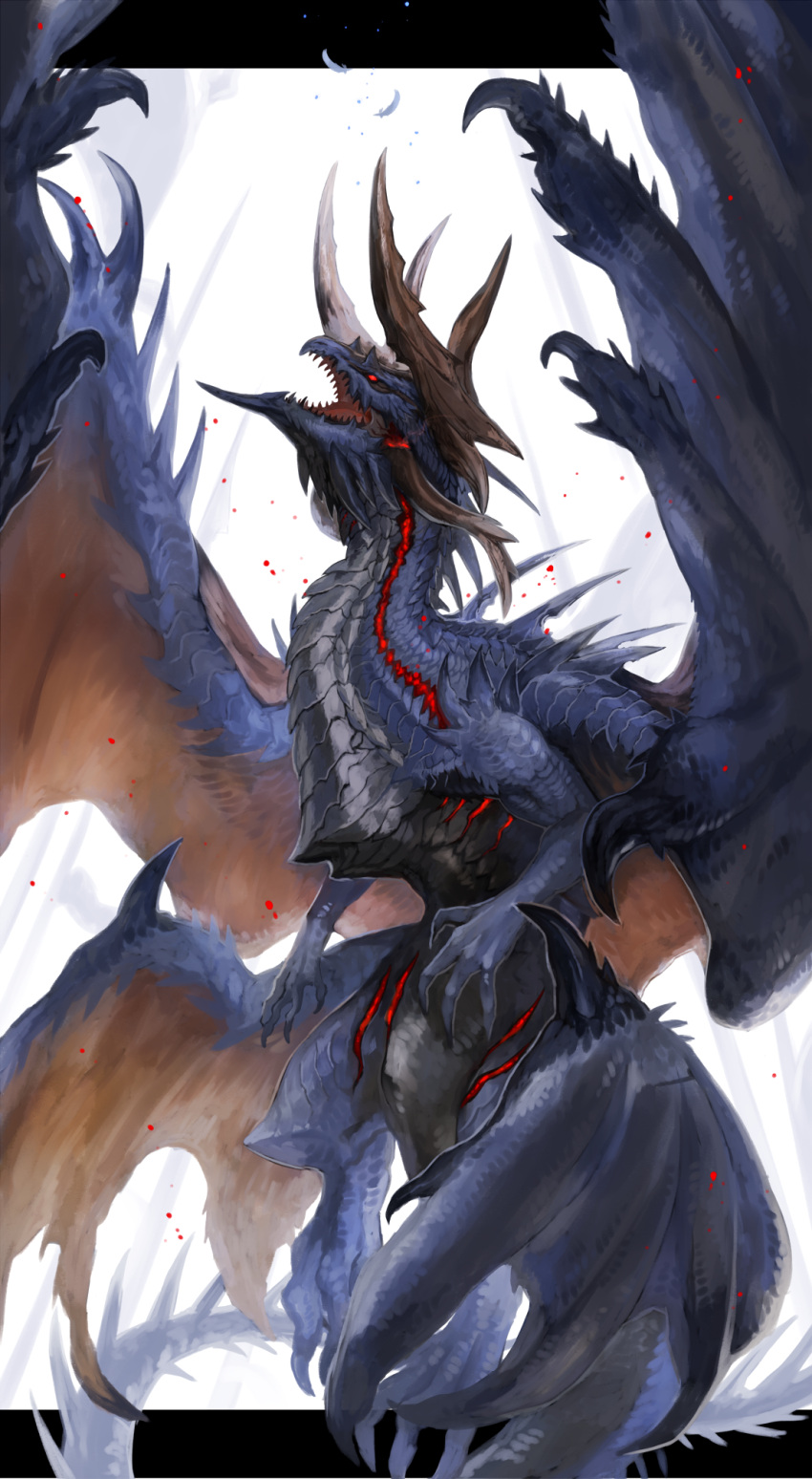 dragon, fennachtur, highres, no_humans, open_mouth, parata, pixiv_fantasia, pixiv_fantasia_last_saga, red_eyes, simple_background, solo, white_background