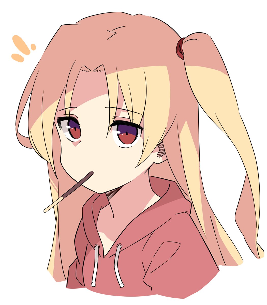 1girl, azur_lane, bangs, blonde_hair, cleveland_(azur_lane), drawstring, eating, eyebrows_visible_through_hair
