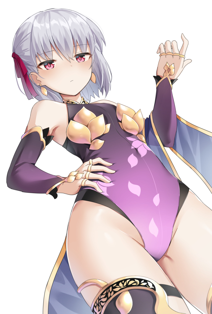 1girl, adapted_costume, bangs, bare_shoulders, black_legwear, blush, breasts, closed_mouth
