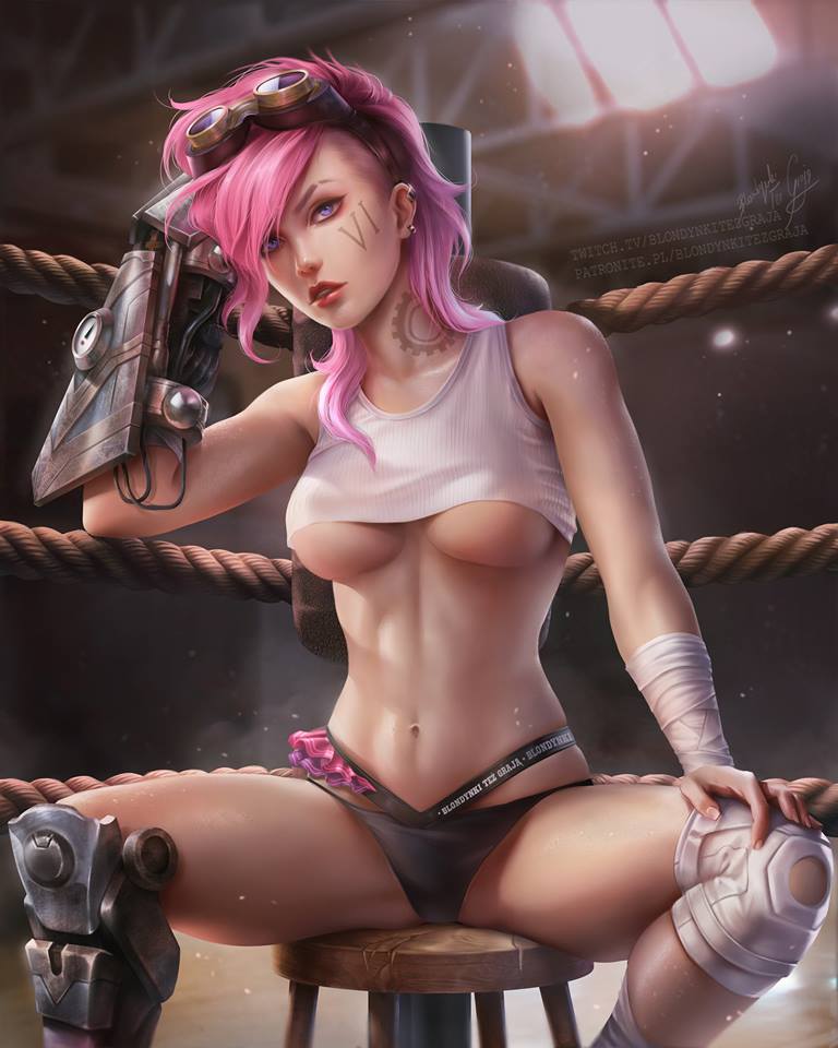 1girl, abs, arm_wrap, blondynkitezgraja, boxing_ring, breasts, crop_top, earrings