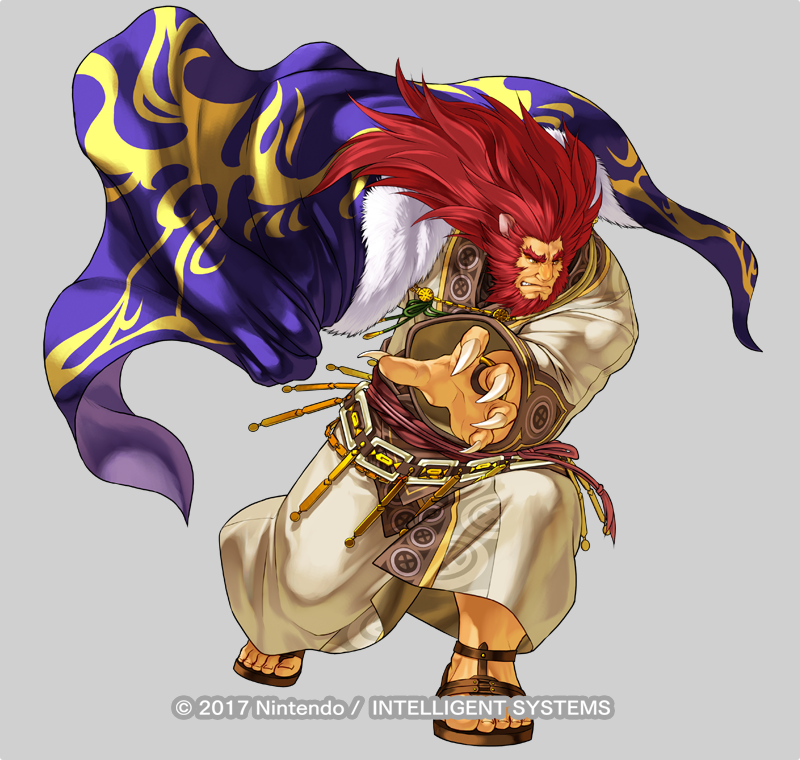 1boy, animal_ears, beard, belt, caineghis, cape, facial_hair, fire_emblem