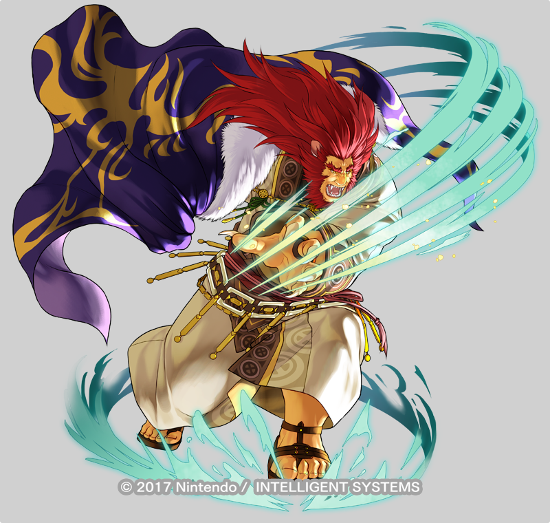 1boy, animal_ears, beard, belt, caineghis, cape, facial_hair, fangs