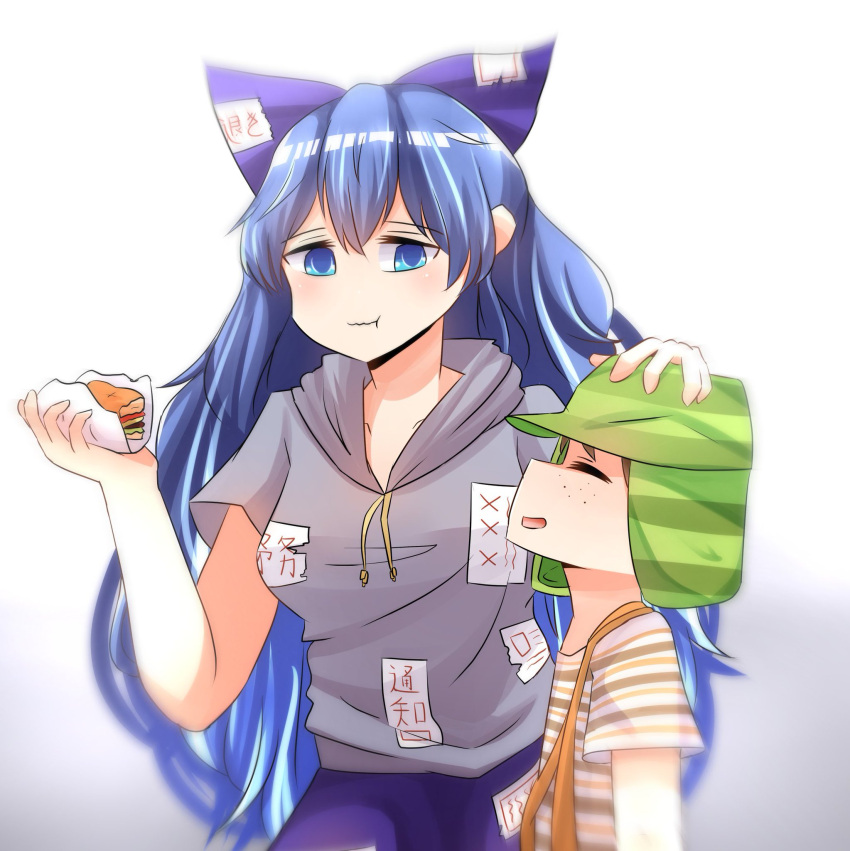 1boy, 1girl, bangs, blue_hair, bow, el_chavo, el_chavo_del_ocho, farrel_kb