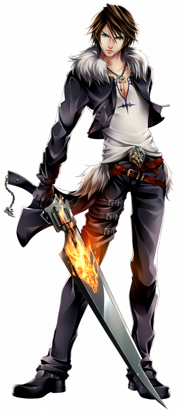 1boy, belt, blue_eyes, brown_hair, closed_mouth, cropped_jacket, facial_scar, final_fantasy