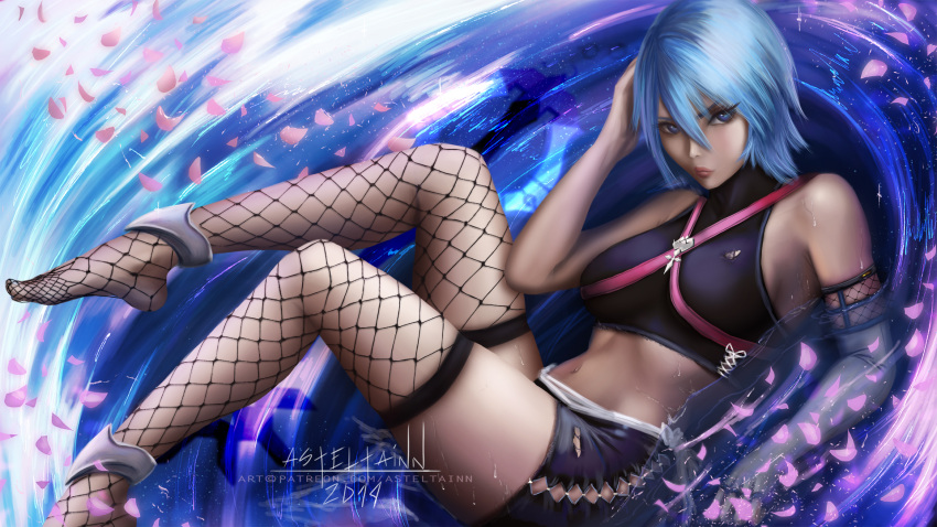 1girl, adapted_costume, anastasia_(asteltainn), aqua_(kingdom_hearts), artist_name, blue_eyes, blue_hair, breasts