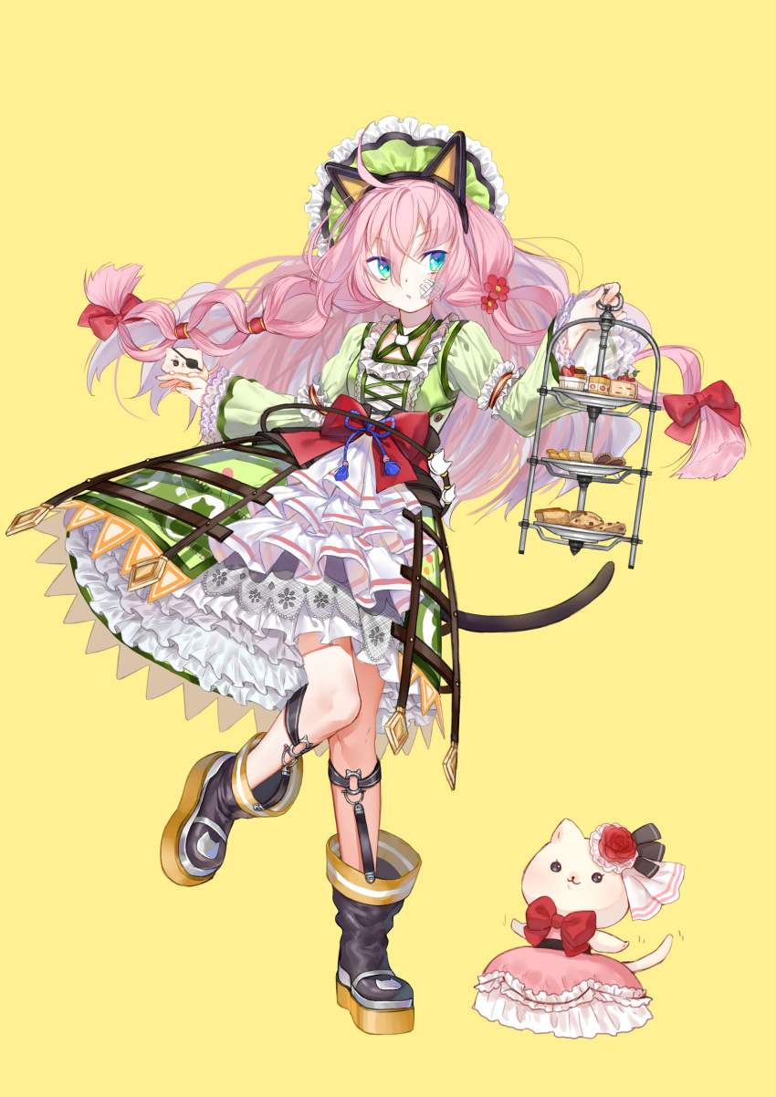 1girl, absurdres, ahoge, amatou_cacao, animal, animal_ears, animal_on_hand, aqua_eyes