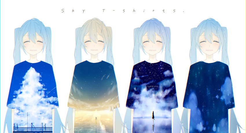 absurdres, artist_self-reference, blue_hair, closed_eyes, clouds, cloudy_sky, commentary, hatsune_miku