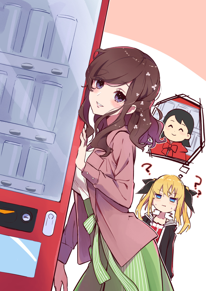 3girls, :t, ?, ^_^, absurdres, amaryllis_class, bangs, black_jacket