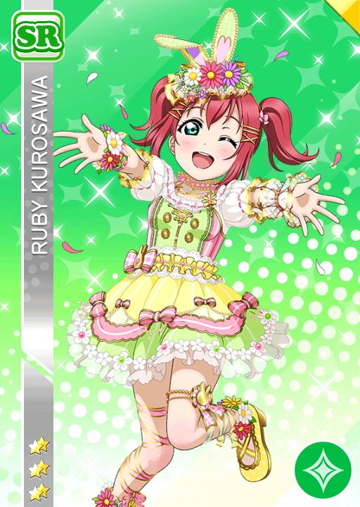 dress, green-eyes, kurosawa_ruby, pink_hair, short_hair, smile, wink