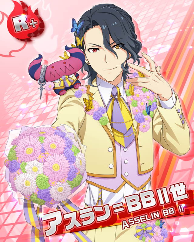 asselin_bb-ii, black-hair, dress, idolmaster, idolmaster_side-m, red_eyes, smile