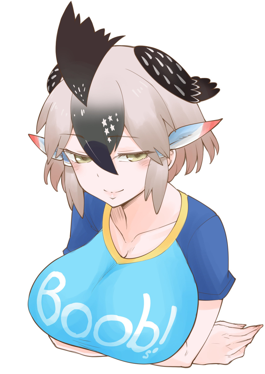 1girl, absurdres, arms_under_breasts, bangs, black_hair, breasts, clothes_writing, collarbone