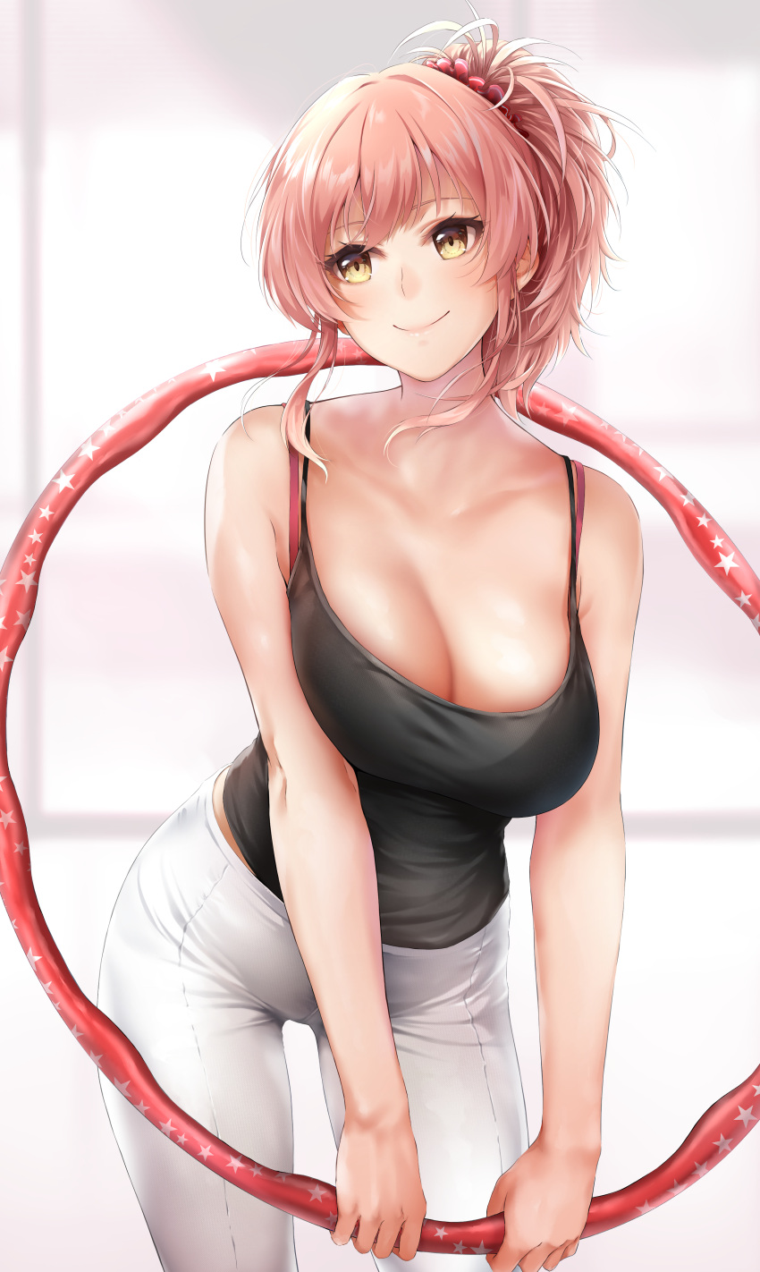 1girl, absurdres, bangs, bare_arms, bare_shoulders, blush, bra_strap, breasts