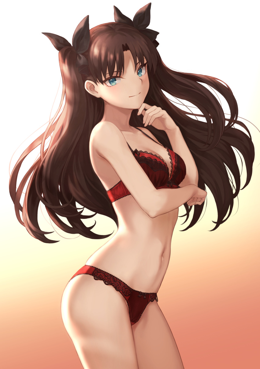 1girl, aqua_eyes, ass, bangs, bare_arms, bare_legs, bare_shoulders, black_ribbon