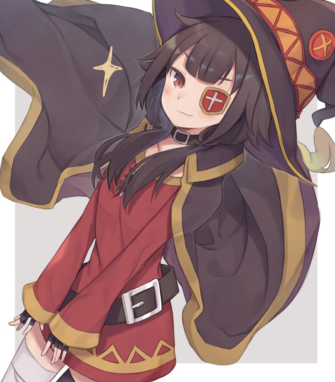 1girl, bandage, bandaged_leg, bandages, bangs, belt, black_belt, black_gloves