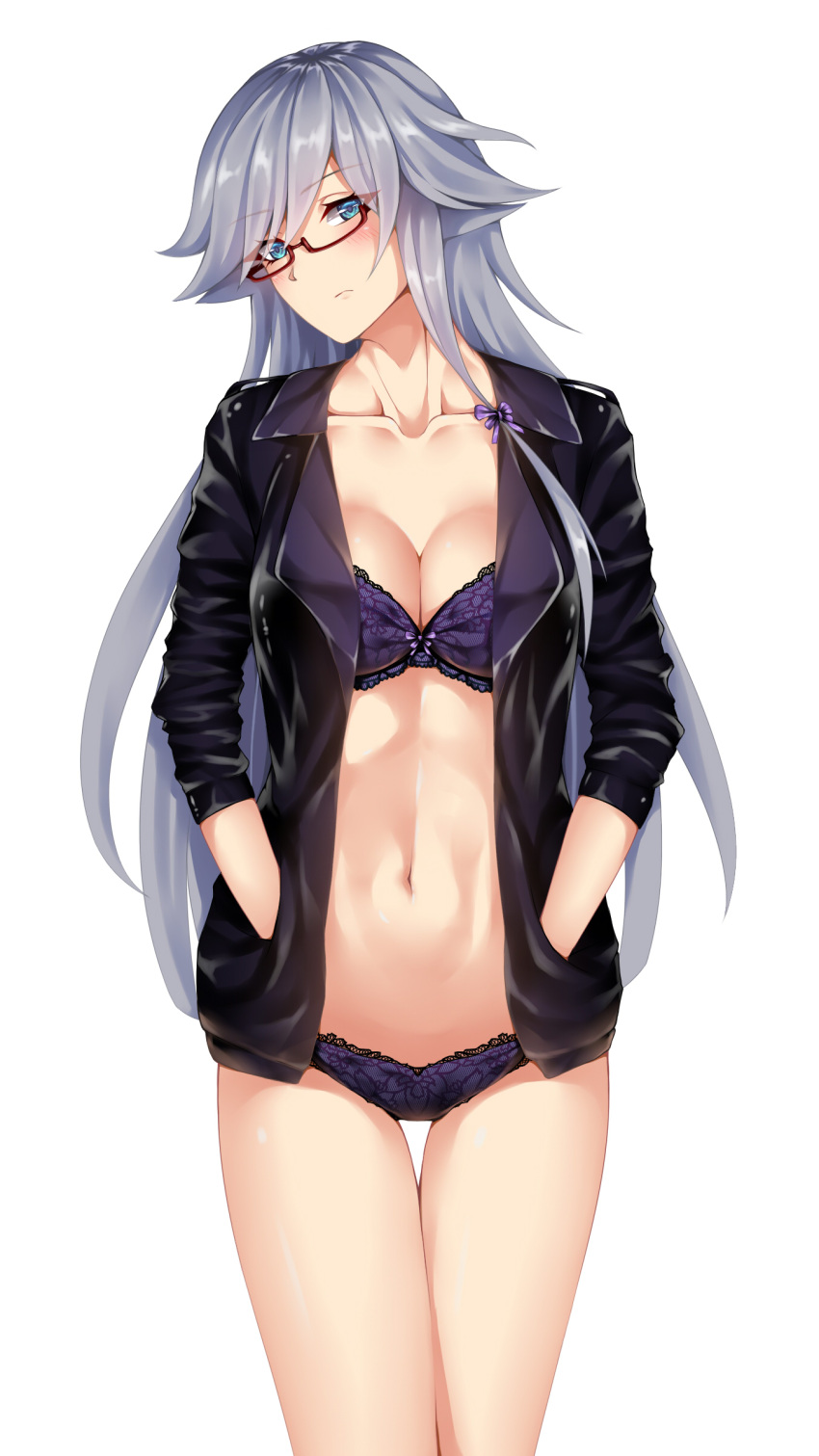 1girl, absurdres, bangs, blue_eyes, blush, bra, breasts, cleavage