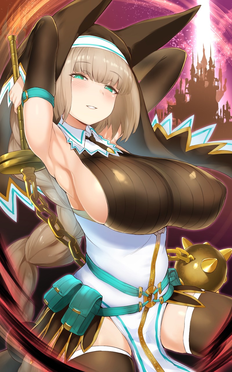 1girl, :d, armpits, arms_behind_head, arms_up, bare_shoulders, blue_eyes, blush