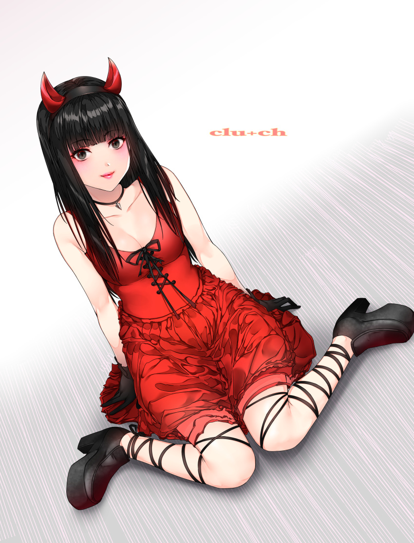1girl, absurdres, arm_support, bangs, black_eyes, black_footwear, black_gloves, black_hair