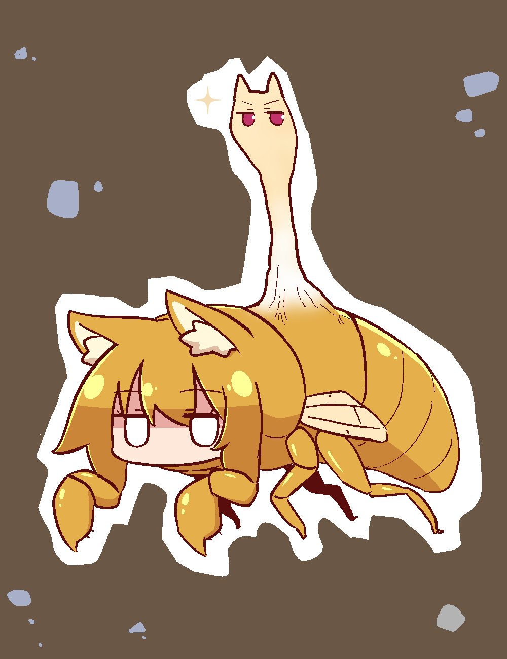 1girl, animal_ear_fluff, animal_ears, animalization, bangs, blank_eyes, brown_background, brown_hair