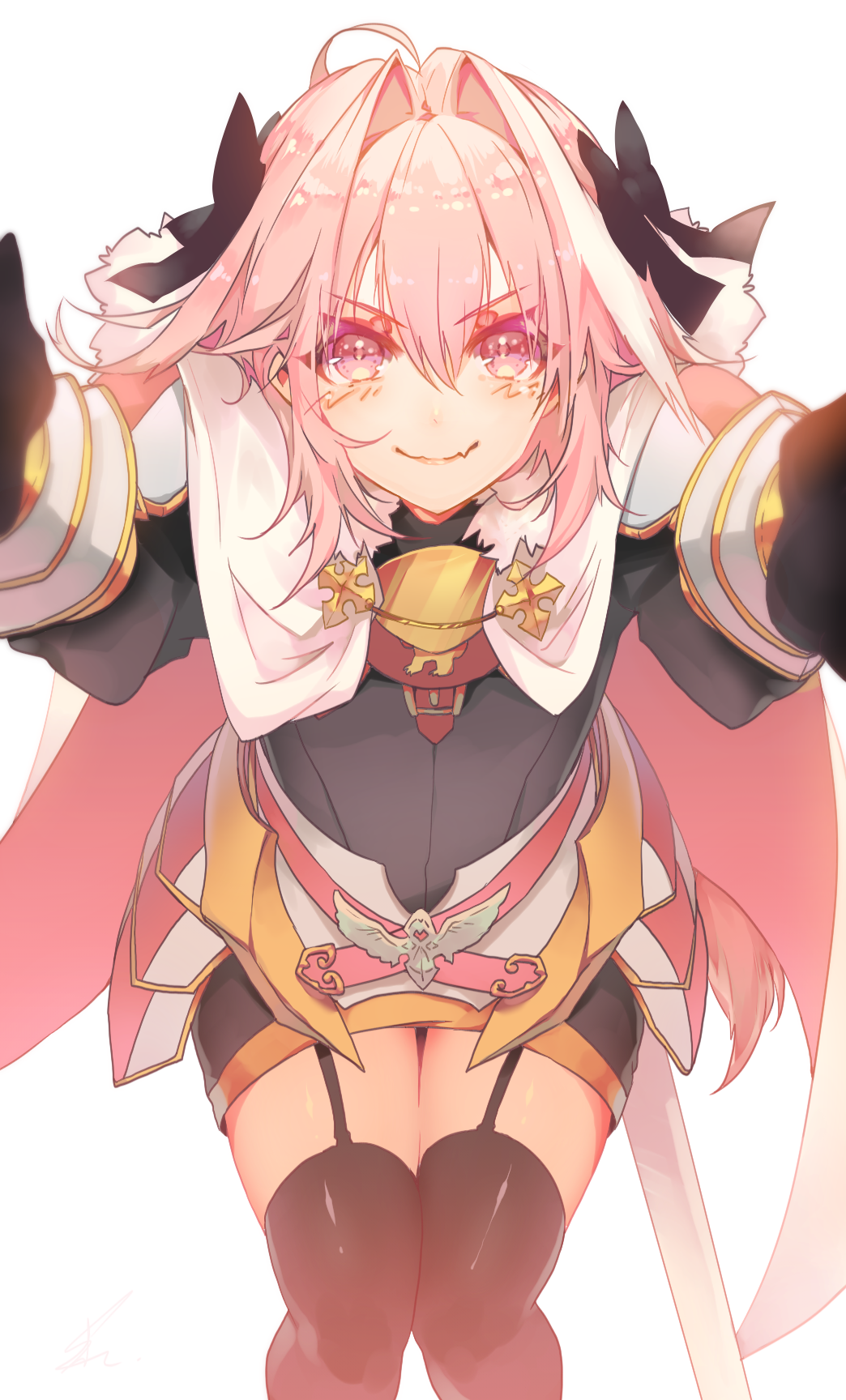 1boy, armor, armored_dress, astolfo_(fate), black_gloves, black_ribbon, cape, commentary_request