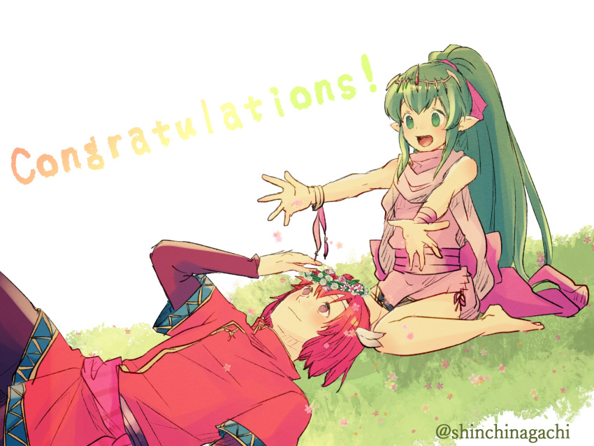 1boy, 1girl, bantu, bracelet, cape, chiki, circlet, dress