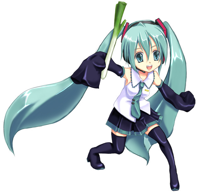 child, green_hair, hatsune_miku, long_hair, popi_(pixiv), skirt, thighhighs, twintails