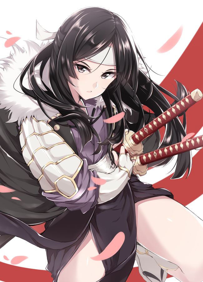 1girl, black_eyes, black_hair, fire_emblem, fire_emblem:_kakusei, fur_trim, headband, jiino