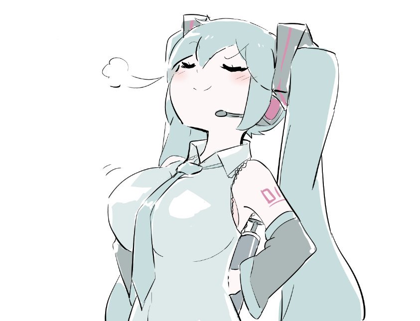 1girl, air_pump, aqua_hair, arms_behind_back, balloon, bare_shoulders, blush, breast_padding