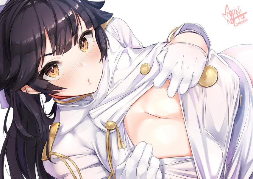 1girl, :o, aiguillette, azur_lane, bangs, black_hair, blush, bow