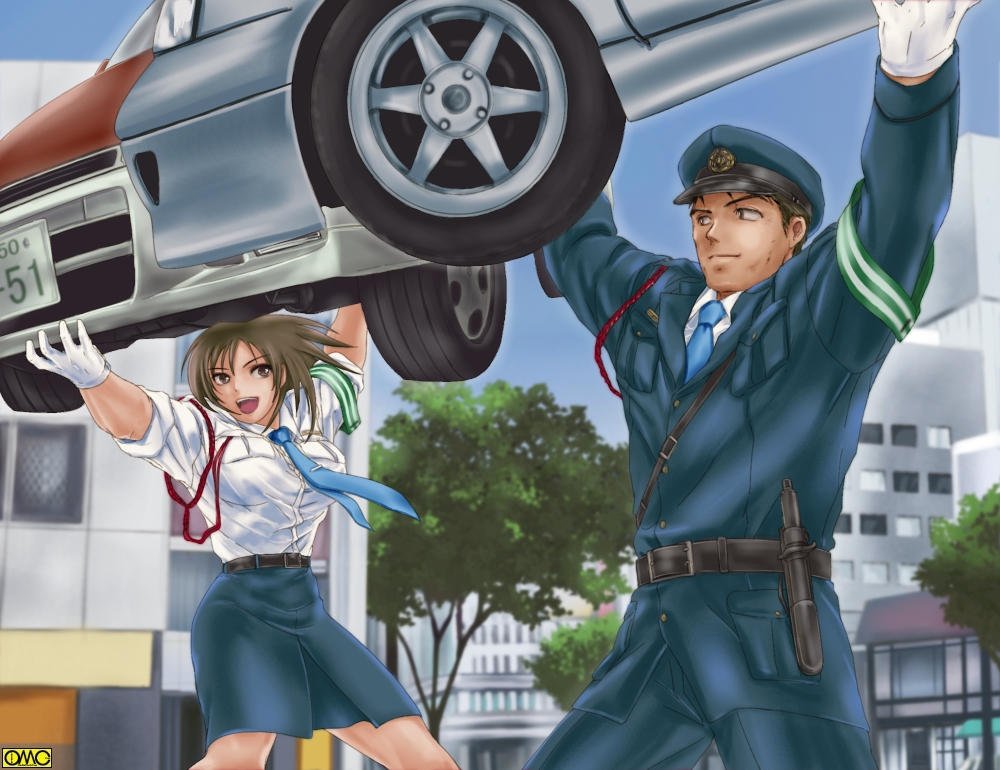 black_eyes, black_hair, cap, eyes, gloves, police_uniform, policeman, policewoman
