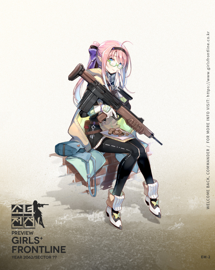 :p, ahoge, bag, bangs, belt, black_coat, black_pants, black_ribbon