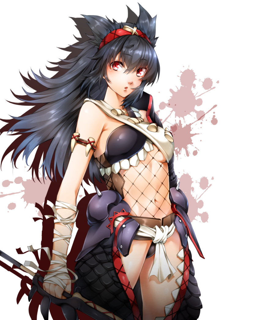 1girl, bandage, bandaged_arm, bandages, belt, black_hair, black_panties, blood