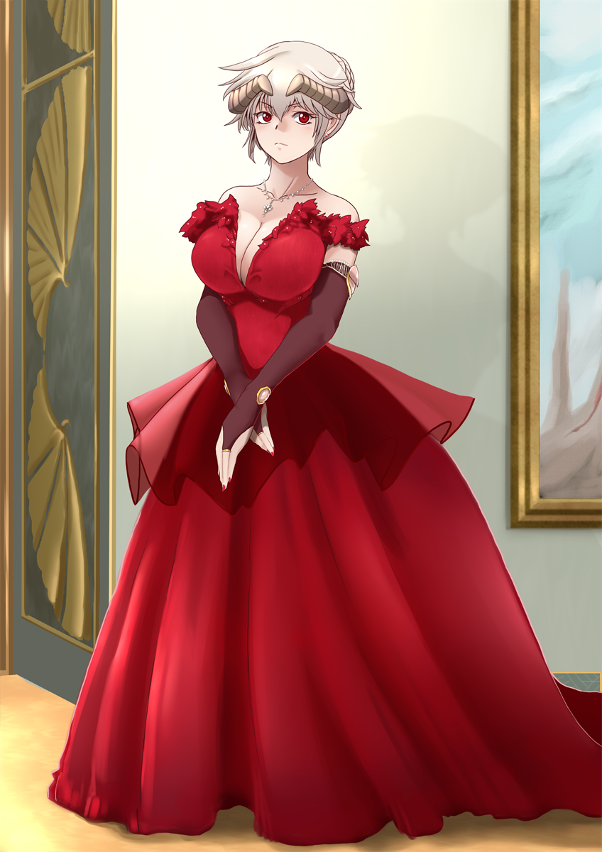 1girl, armlet, bare_shoulders, braid, breasts, bridal_gauntlets, cleavage, collarbone
