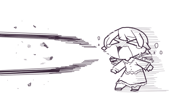 >_<, 1girl, bangs, blush, chibi, closed_eyes, eyebrows_visible_through_hair, greyscale