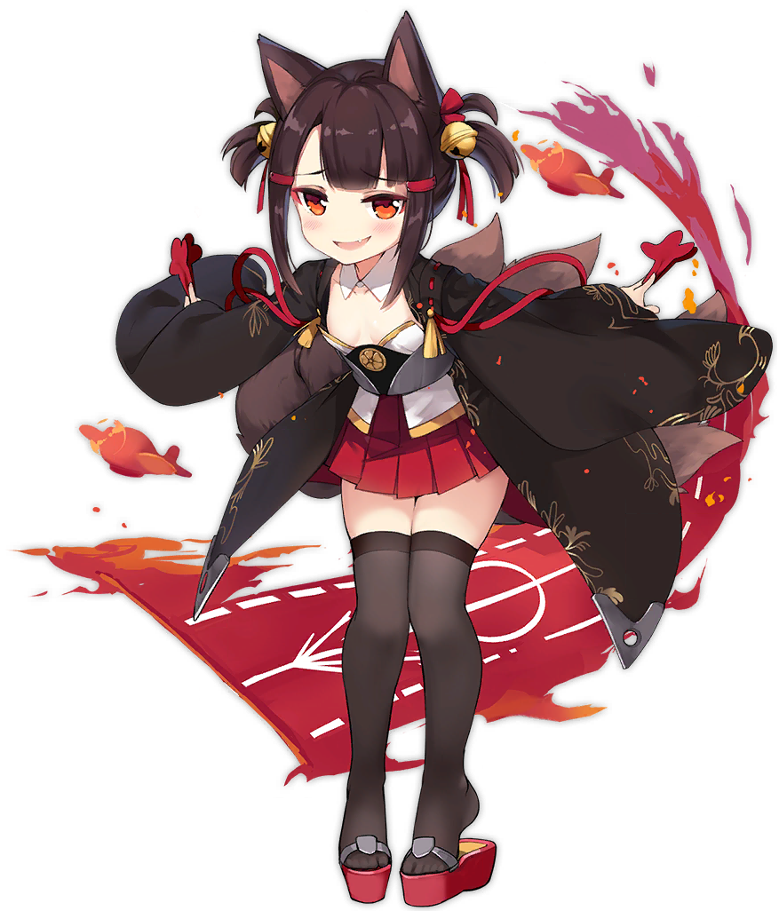 1girl, akagi-chan_(azur_lane), akagi_(azur_lane), animal_ears, azur_lane, bell, black_legwear, blush
