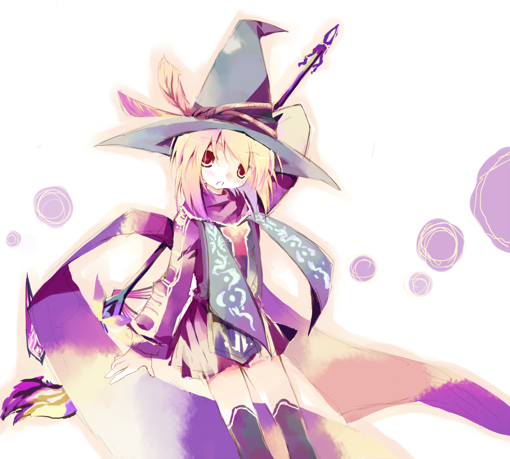 blonde_hair, fantasy_earth_zero, fez, hat, red_eyes, witch_hat