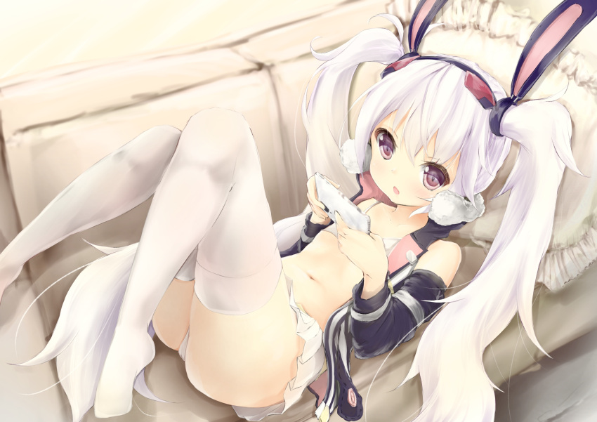 1girl, animal_ears, azur_lane, bangs, bare_shoulders, bikini_top, black_hairband, black_jacket