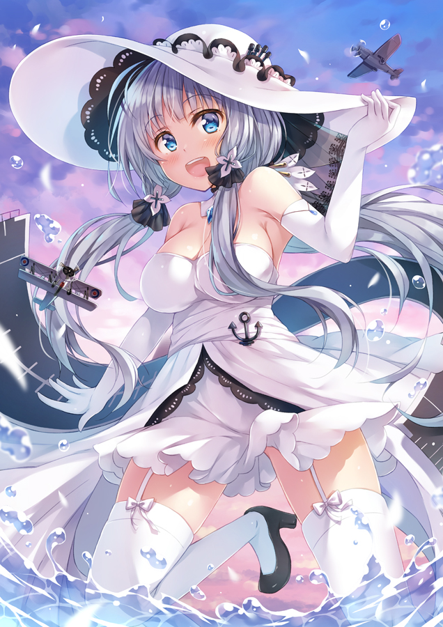 1girl, aircraft, airplane, azur_lane, bangs, blue_eyes, blush, breasts