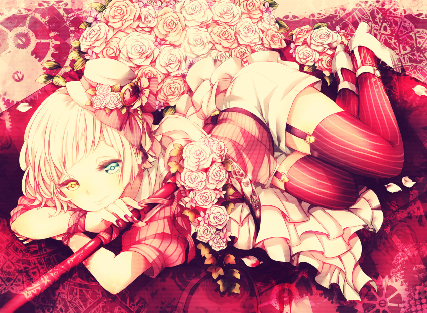 1boy, absurdres, bangs, bishounen, black_legwear, blonde_hair, blood, blue_eyes