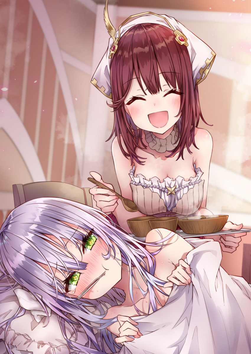 +_+, 2girls, alt, atelier_(series), atelier_lydie_&amp;_suelle, atelier_sophie, bare_shoulders, bed