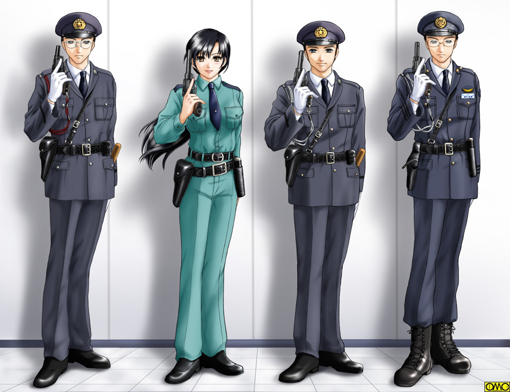 glasses, gloves, gun, handgun, police, police_officer, police_uniform, policeman