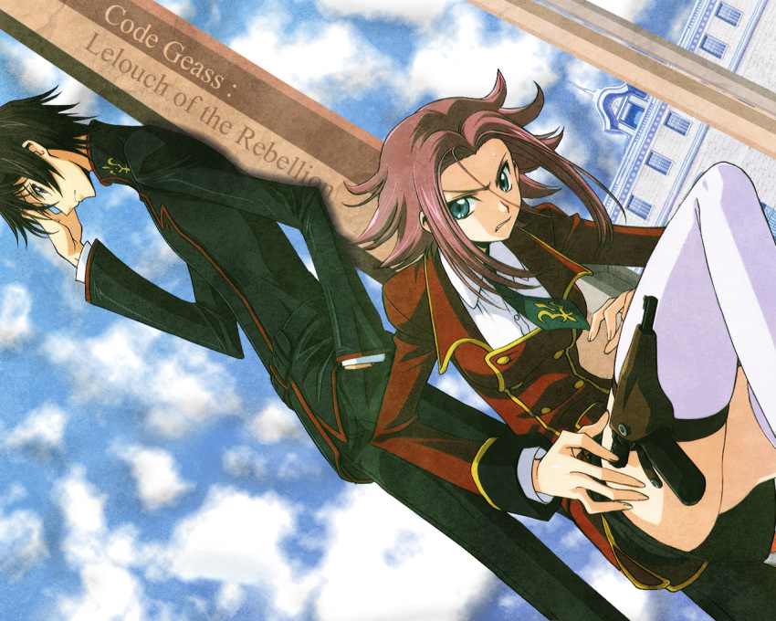 code_geass, dutch_angle, gun, handgun, holster, kallen_stadtfeld, lelouch_lamperouge, nambu_pistol