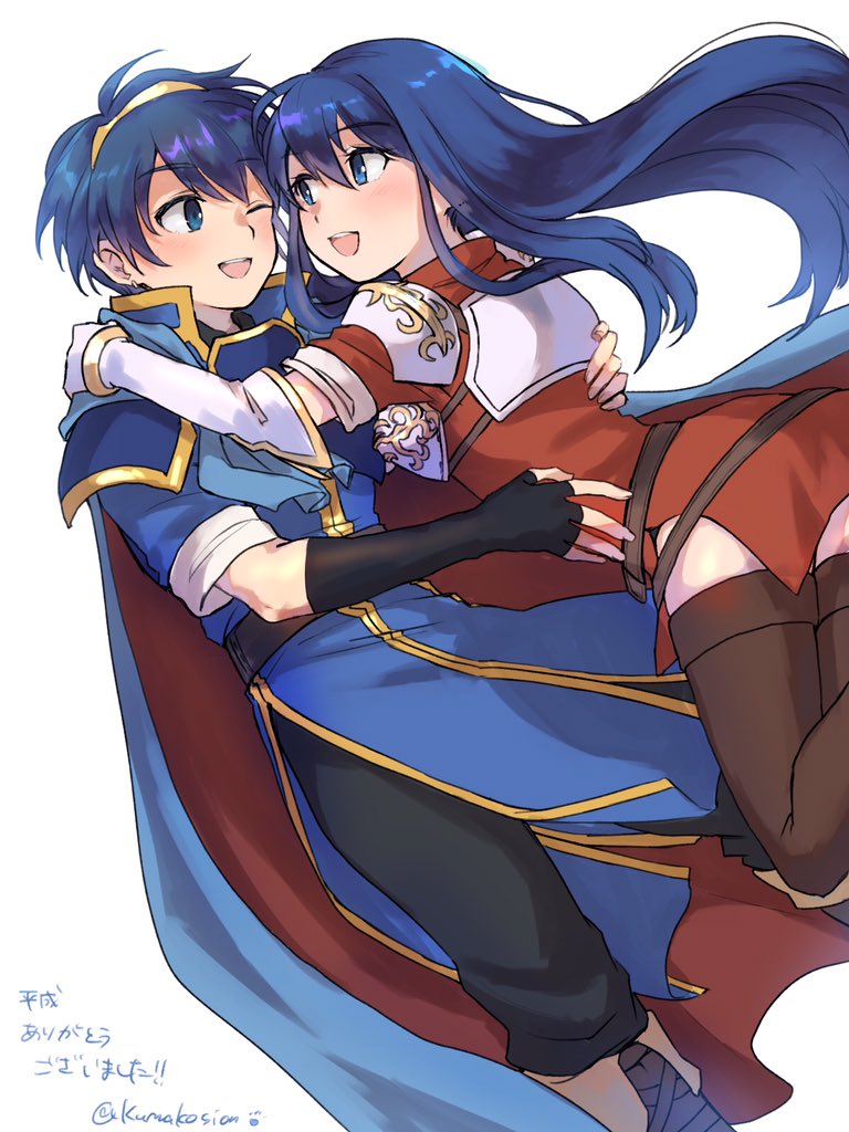 1boy, 1girl, armor, blue_eyes, blue_hair, blush, cape, couple