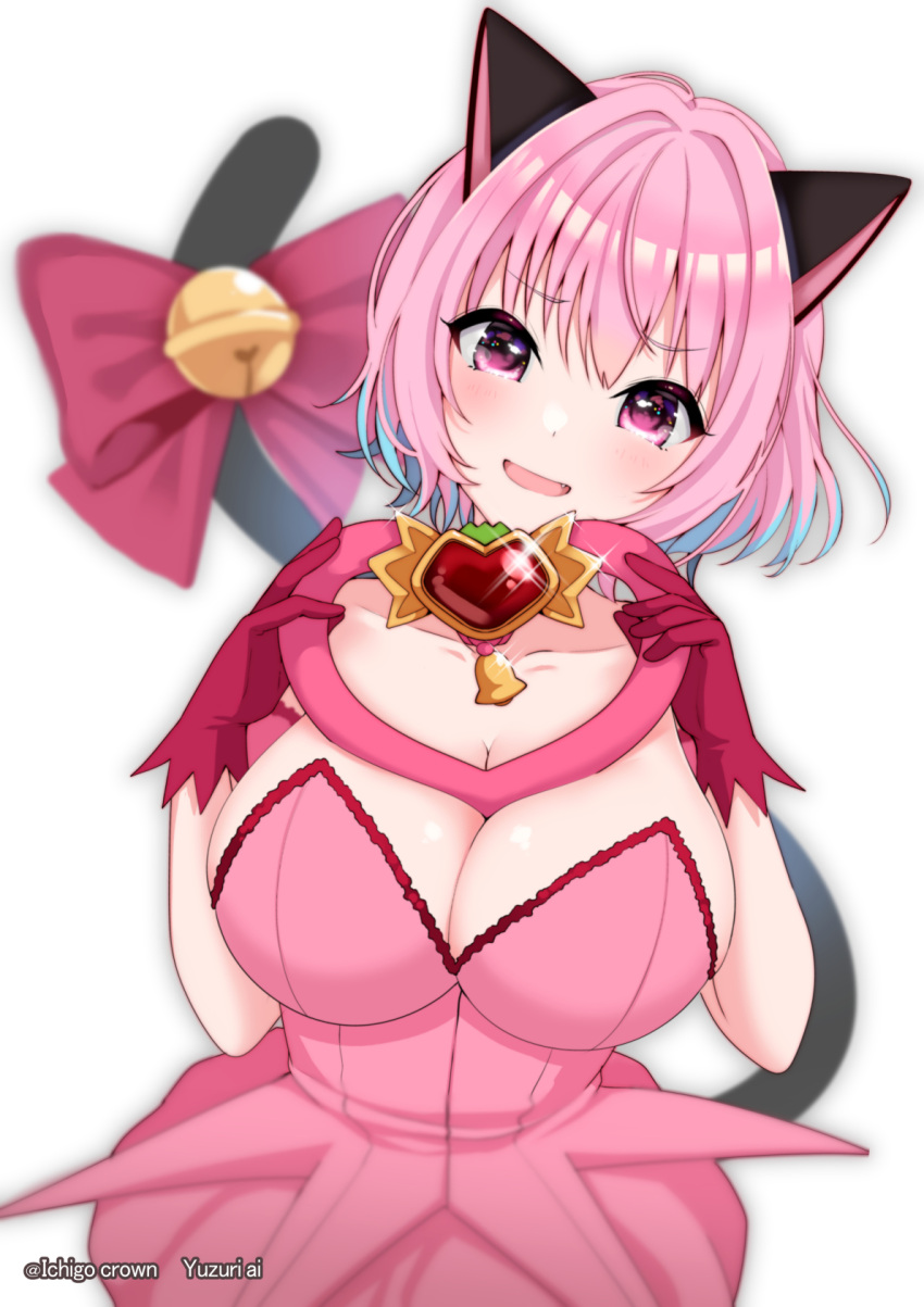 1girl, animal_ears, bangs, bare_shoulders, bell, blue_hair, blush, bow