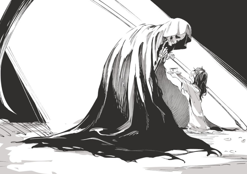 1boy, 1girl, ^_^, asutora, child, cloak, closed_eyes, closed_eyes
