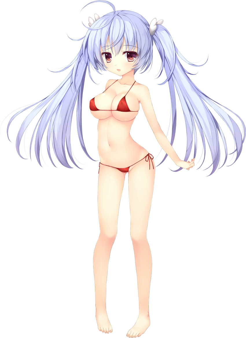 1girl, barefoot, bikini, breasts, erect_nipples, full_body, haruoto_alice_gram, highres