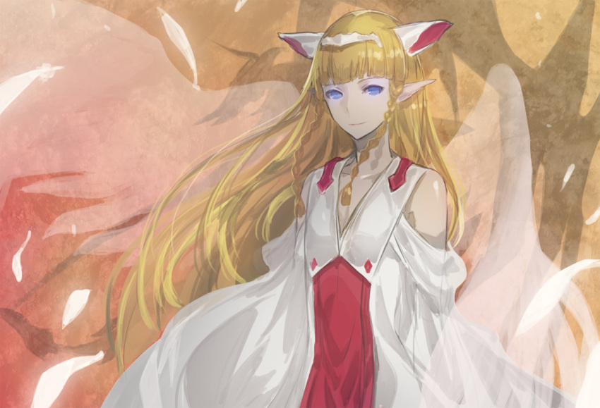 1girl, bangs, blonde_hair, blue_eyes, blunt_bangs, braid, falia_the_queen_of_the_mountains, headpiece