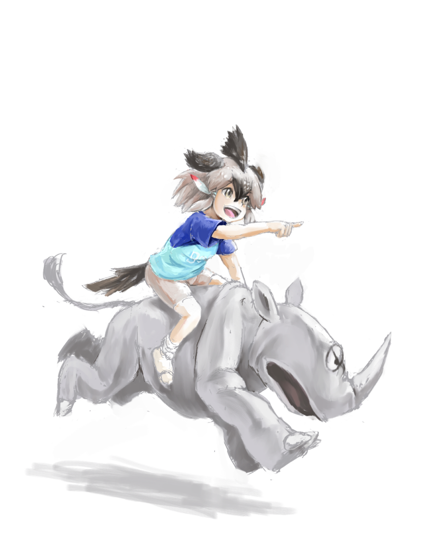 1girl, animal, arm_support, bangs, bare_arms, bare_legs, bike_shorts, bird_tail