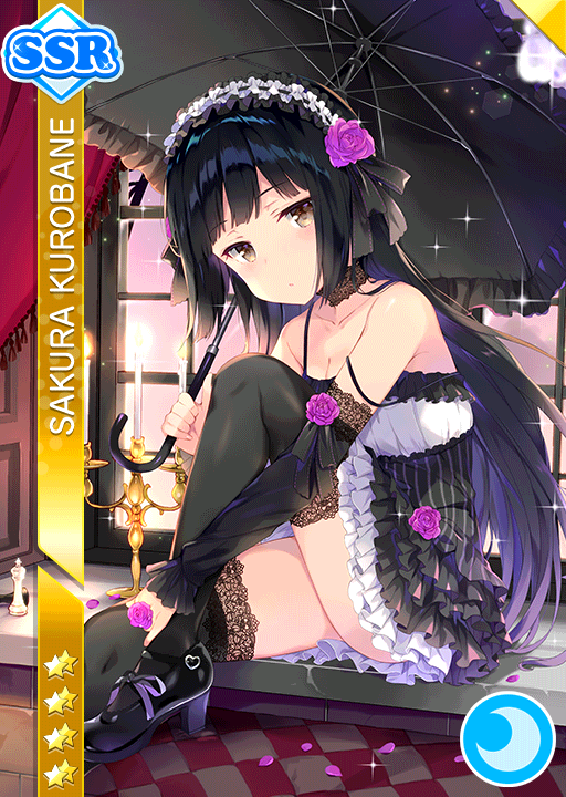 black_hair, blush, character_name, dress, headdress, kurobane_sakura, long_hair, love_live!_school_idol_festival