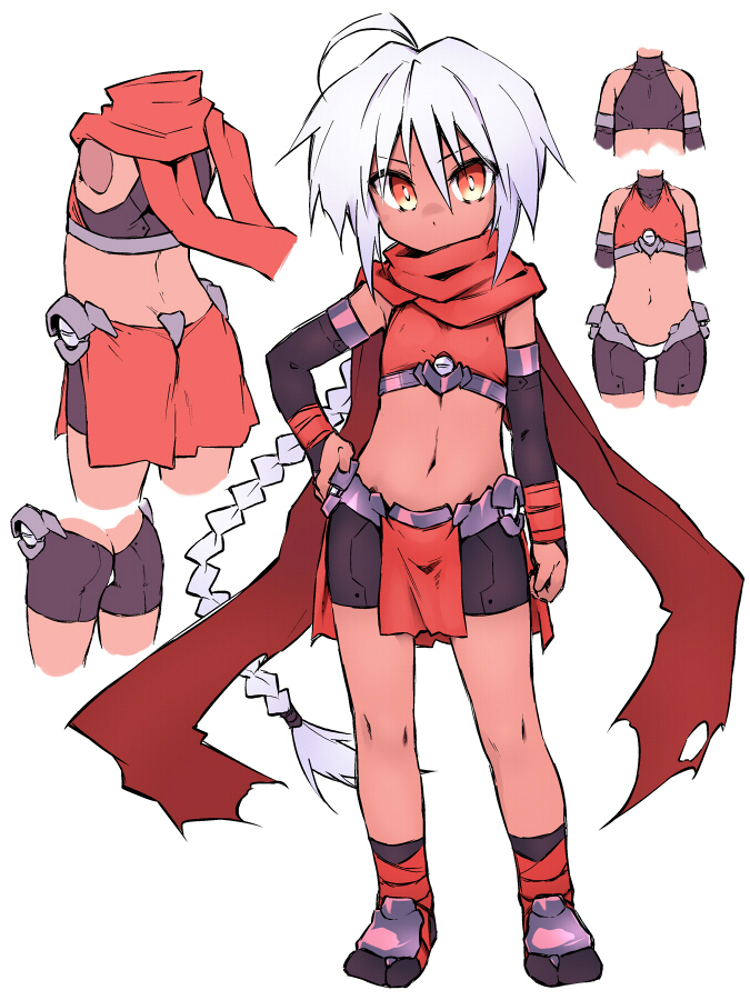 1girl, ahoge, alternate_costume, alternate_hair_color, arm_at_side, armband, ass, bangs