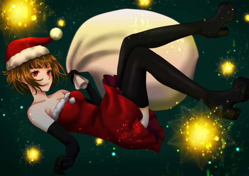 1girl, bag, black_footwear, black_gloves, blue_eyes, boots, breasts, brown_hair